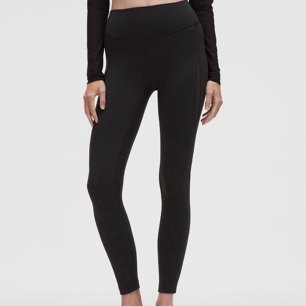 Lululemon Nulu Black High-Waisted Mesh-Panel Tights 25” NWT size 4